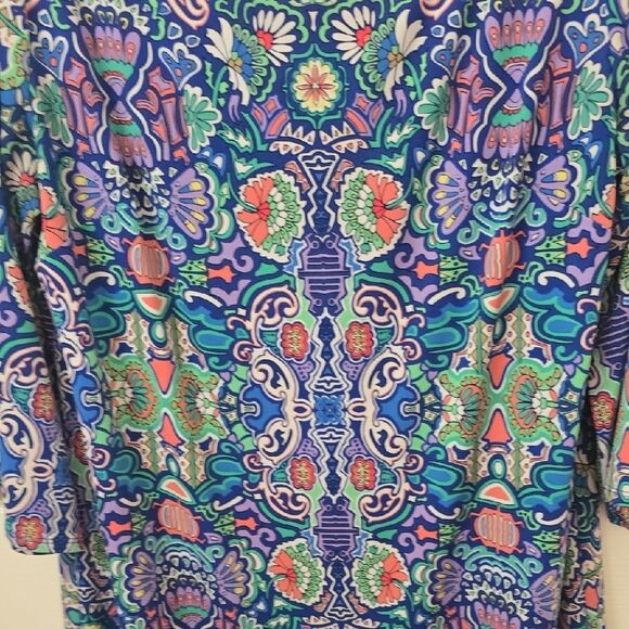 Laundry By Shelli Segal Blue and Green Long Sleeve Dress - Picture 5 of 8